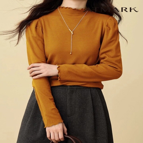 앳마크 슬림베이직프릴넥티셔츠_AA59TS015G_이미지