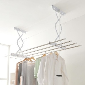 리빙홈데코 천장 빨래건조대 2단 125cm/아파트 베란다 튼튼한 천정형 건조대 발코니 이불 빨래걸이 스텐 행거 빨랫대