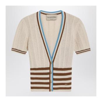 발렌티노 가라바니 Openwork striped cotton cardigan 8B3KA13VA3L/XM_VALE-R0R_323-L B_이미지