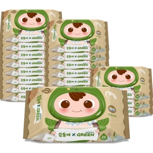 수오미 순둥이 그린에디션 물티슈 캡형 80매 (30팩)