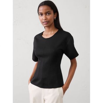 바나나리퍼블릭 우먼 위켄더 Seamed 탑 상의 블랙 11345552