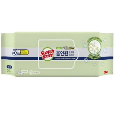 3M 스카치브라이트 올인원 베이직 더블액션 물걸레 청소포 플러스 대형 25매 (16개)_이미지