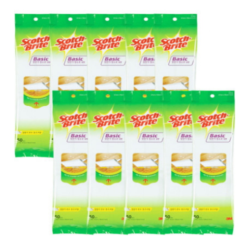 3M 스카치브라이트 베이직 정전기 청소포 대형 50매 (10개)