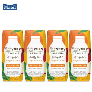 매일유업 상하목장 유기농 주스 사과 오렌지 케일 125ml (4개)