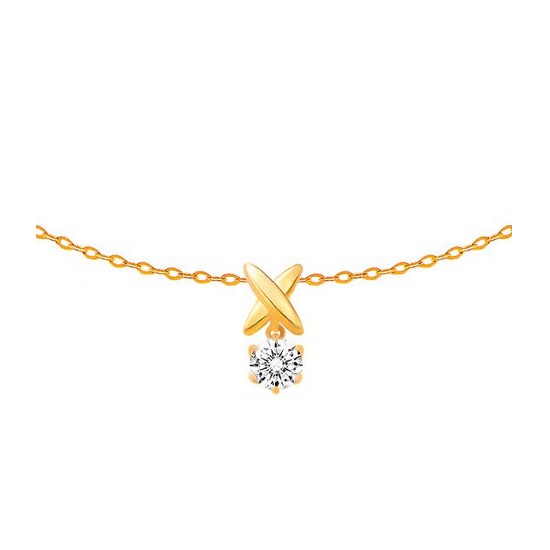 18K 골든 크로스 1캐럿 목걸이