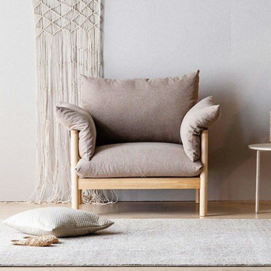 레이디가구 다인 100%원목 패브릭 소파 1인용 (스툴별도)_이미지