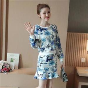 오노마 ONM FL245 화사하고 상큼한 꽃무늬 티셔츠+프릴스커트셋트 7987049