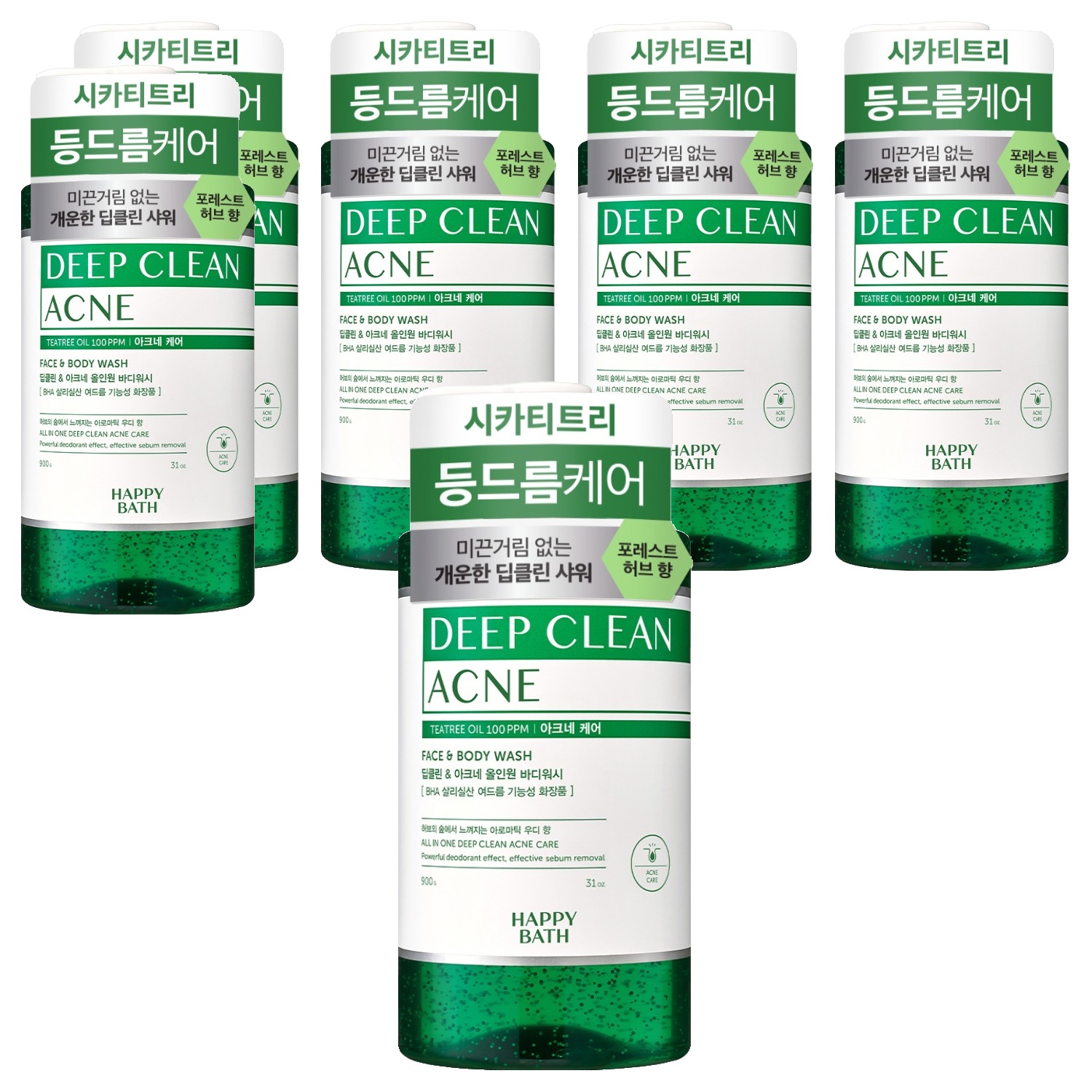 해피바스 딥클린 티트리 아크네 케어 올인원 바디워시 아로마틱 우디 향 900g (6개)_이미지