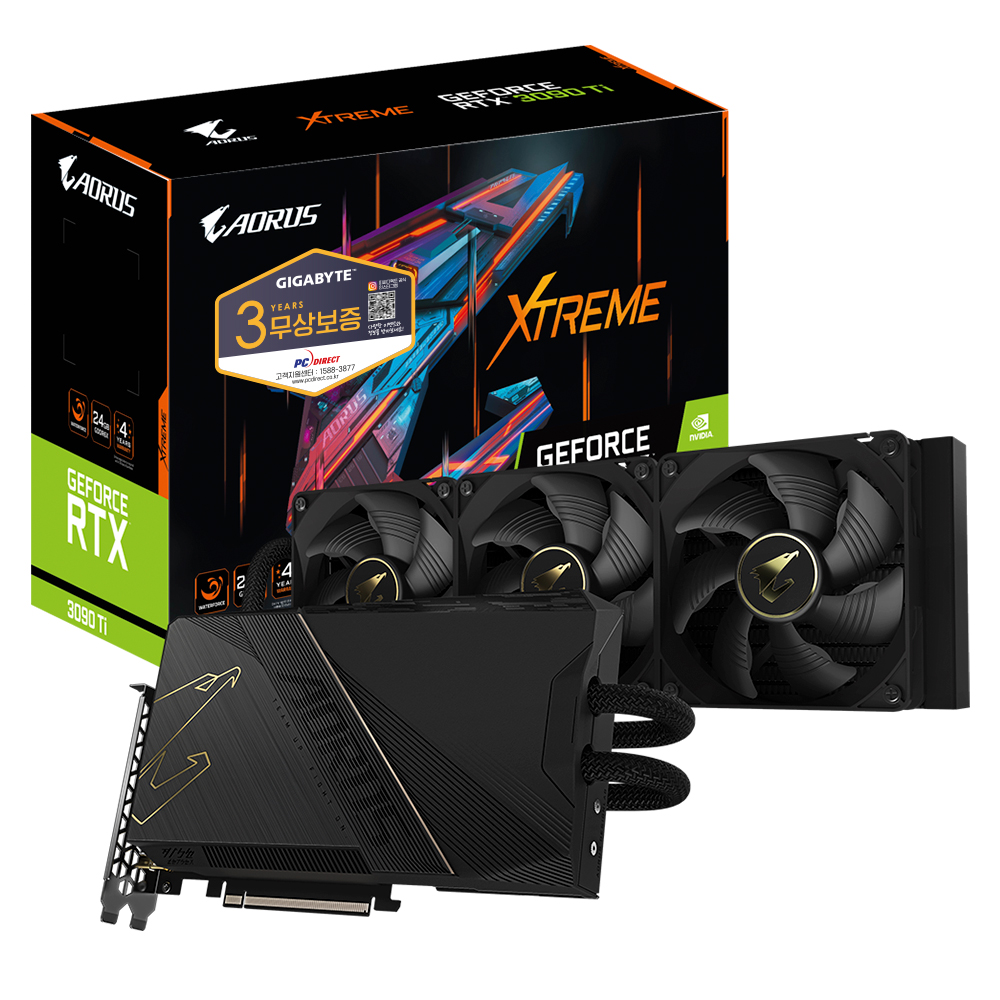 GIGABYTE AORUS 지포스 RTX 3090 Ti XTREME 워터포스 D6X 24GB 피씨디렉트