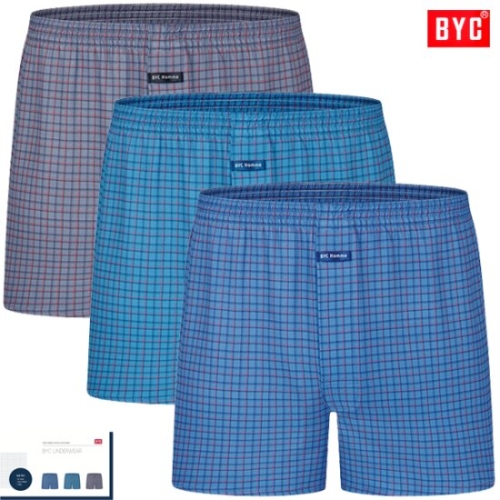 BYC 단순 체크 패턴 주자직 40수 면 트렁크 팬티_MCG1394 (3매)