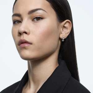 스와로브스키 Matrix 후프 이어링 트라이앵글 컷 스몰 화이트 로듐 플래팅 848243_이미지