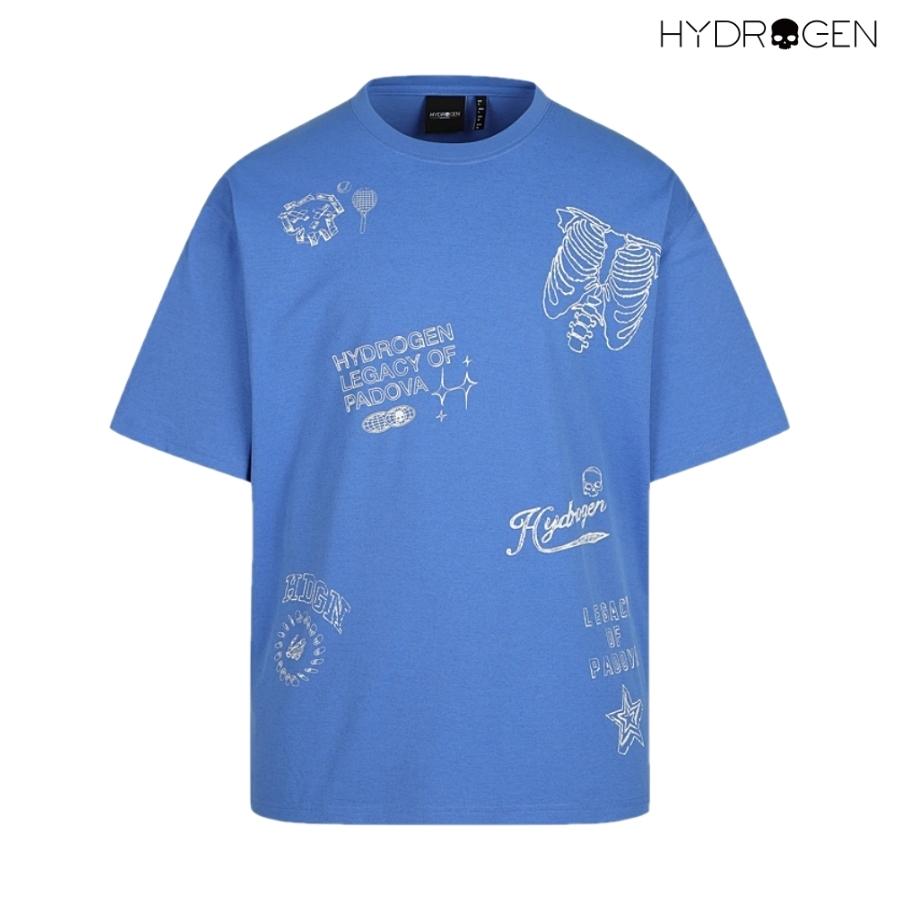 하이드로겐 유니 레트로 그래피티 반팔 티셔츠 H31F2TR229-BL