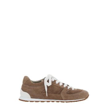 Brown Low Top Sneakers with Panelled Design in Suede Woman MZSFG3231..