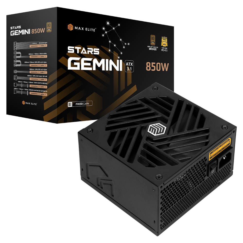 맥스엘리트 STARS GEMINI 850W 80PLUS브론즈 ATX3.1이미지입니다. 누르면 해당 게시물로 새창이동합니다.