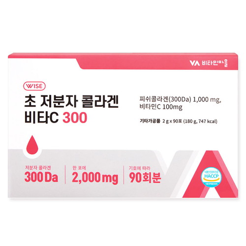 비타민마을 VV 와이즈 초 저분자 콜라겐 비타C 300 90포 (1개)