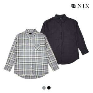  닉스 여성 세미오버핏 플란넬 체크 셔츠_FNOFCSL502P