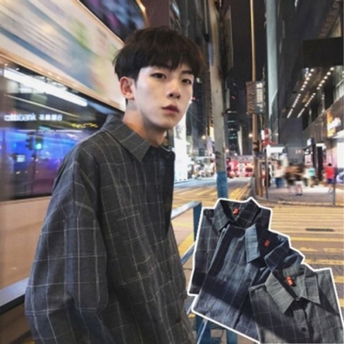 패션 긴팔 대학생 베이직 아이템 카라 체크셔츠 WFFNK4Q