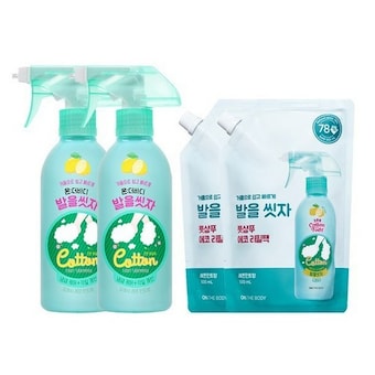 온더바디 발을씻자 <b>풋</b><b>샴푸</b> 레몬 385ml 2개 + 리필 500ml 2개