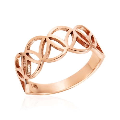 비앤비골드 14K 지그재그 펀칭 서클 패턴 반지 SRS42140_이미지