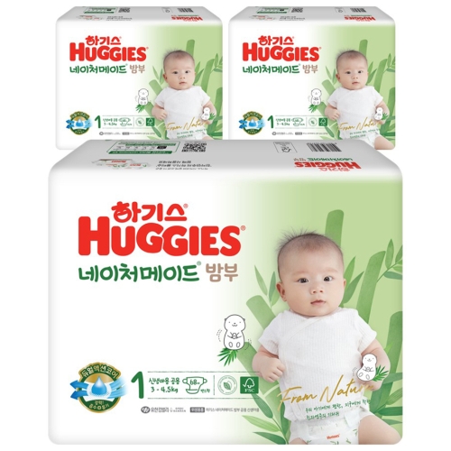 하기스 네이처메이드 밤부 밴드형 기저귀 신생아용 1단계 204매_이미지