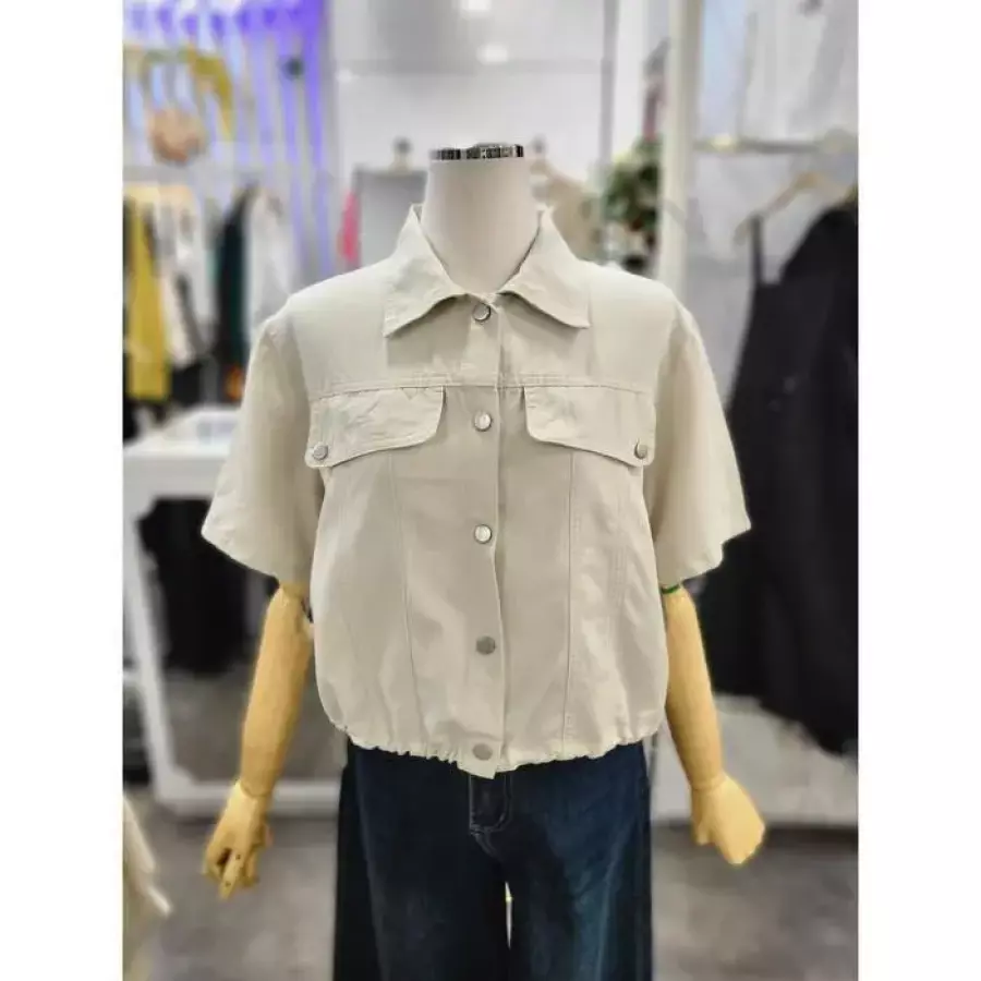  밸리걸 세이브존01 여름 스트링 반팔 셔츠형 크롭 자켓 627240 50212271