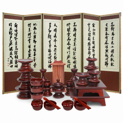 박씨상방 남원 오리목 실용제기 (향나무지방틀) 33P (+병풍(진주비단))