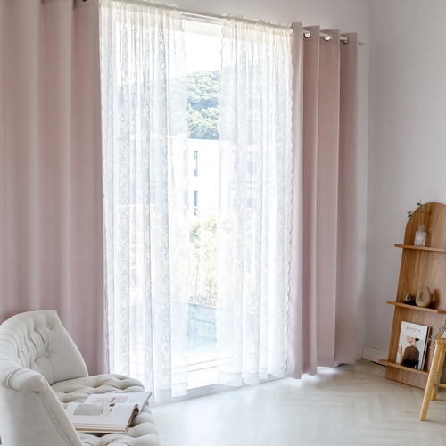 노르딕 암막+로코코 레이스 긴창 커튼 세트