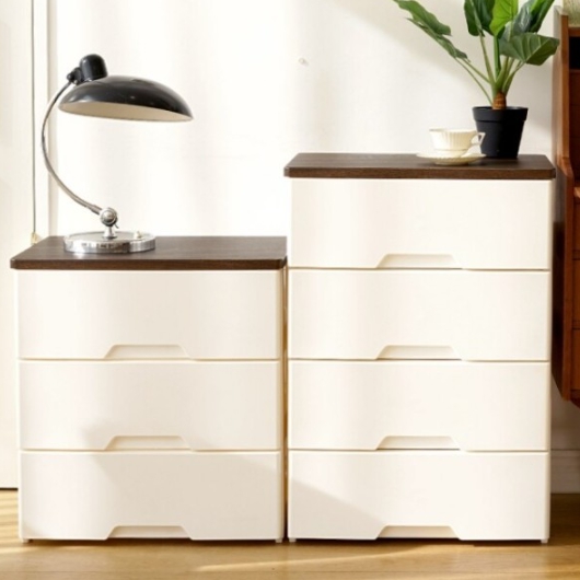보노하우스 모던플러스 티크 우드상판형 3단 서랍장_이미지