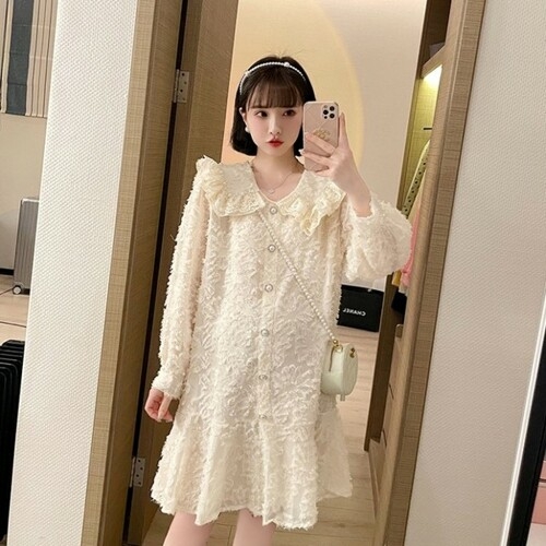 [불명] 렐레 범비 러플리 버튼 원피스 루즈 임산부복__이미지