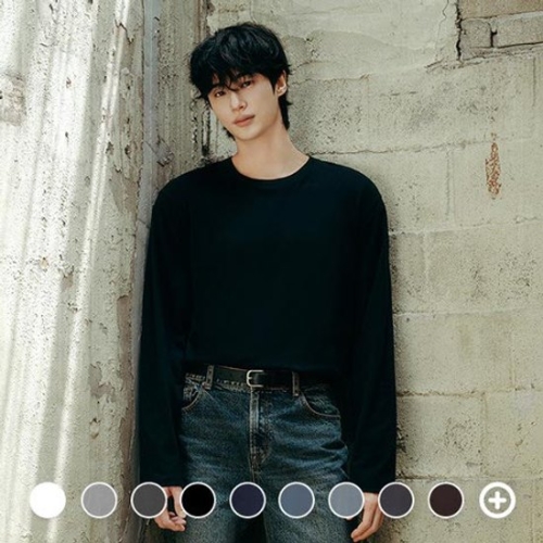 남성 솔리드 긴팔 티셔츠_01025910