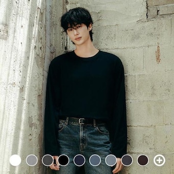 지오다노 남성 솔리드 긴팔 티셔츠_01025910