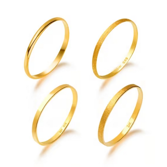 한국금다이아몬드 반지 유광 무광 엥게이지 평반지 0.75g 택1_이미지