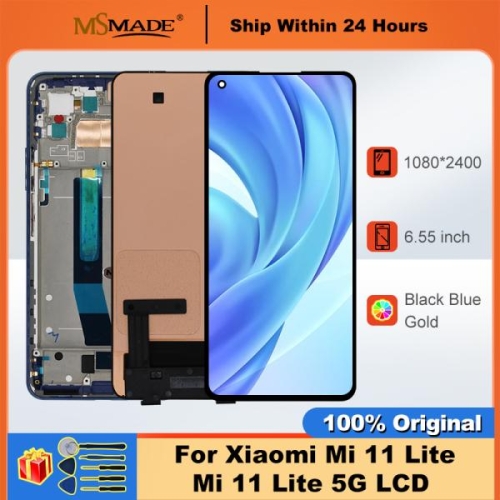 샤오미 11 라이트용 AMOLED LCD 터치 스크린 5G 디스플레이 디지타이저 교체 부품 M2101K9AG 디스플레이 6