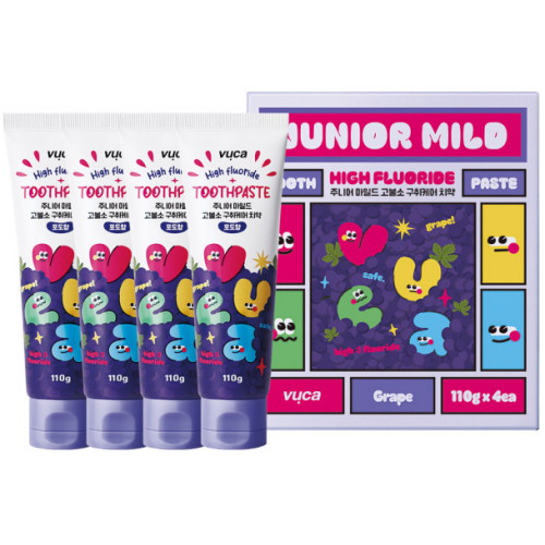 뷰카 주니어 마일드 고불소 구취케어 치약 포도향 110g이미지입니다. 누르면 해당 게시물로 새창이동합니다.