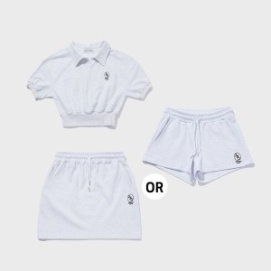 카라 크롭 스웻 셋업 그레이화이트 124451