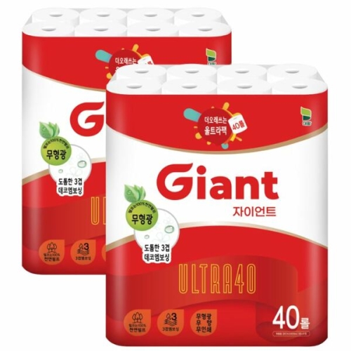  자연쓰임 자이언트 울트라40 27m (40롤) [2팩]