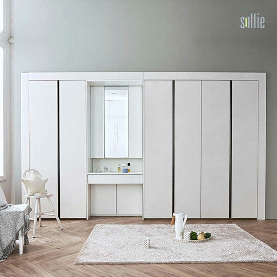 솔리에 엘레나 스톤 여닫이 붙박이장+파우더장/실속형