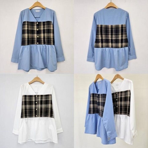 나야홍 위쉬몰 BG 브이체크배색셔링남방 S920H502 빅사이즈