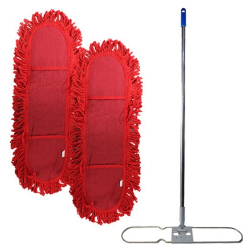 월드크린 적색 리스킹 물걸레 60cm 2개 + 판 + 스텐자루 세트_이미지