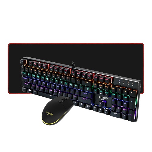 지클릭커 슈퍼히어로 GMK-510X 기계식 키보드 마우스 장패드 세트 (블랙)