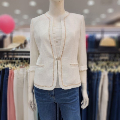 조이너스 여성 정장 노카라 린넨 A라인 트위드 여름 자켓 JEU5WJK0250_이미지
