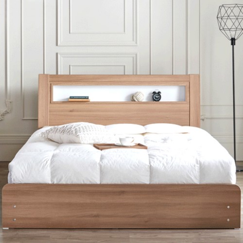 바로크가구 라이덴 평상형 수납 LED침대 K (양면본넬스프링K매트)_이미지