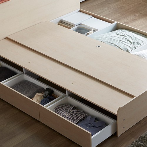 바로크가구 라이덴 평상형 수납 LED침대 K (양면본넬스프링K매트)_이미지