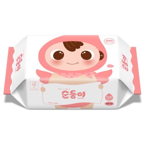 순둥이 베이직 무향 물티슈 리필형 100매 (20팩)_이미지