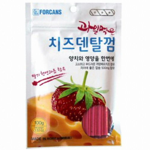 포켄스 과일먹은 치즈덴탈껌 딸기 100g (2개)_이미지