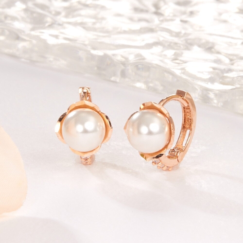 14K 플라워 핵진주 큐빅 원터치 귀걸이 한쌍 PNE41903