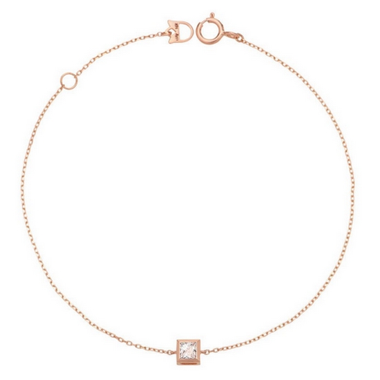 모아르쥬얼리 모아르 14K 팔찌 체인 금팔찌 스퀘어 큐빅 심플