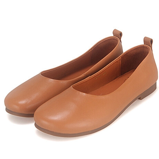 바바라 소가죽 라운드토 플랫 BZG507 (BR, 브라운)_이미지