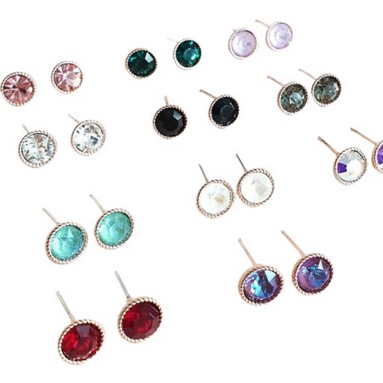 아도르엘 은침 마리아 스와로브스키 탄생석 귀걸이_이미지