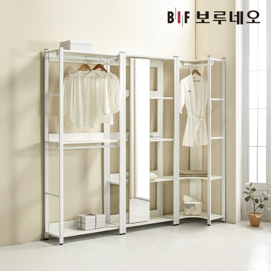 BIF보루네오 아이든 시스템 행거 철제 K 코너 선반거울장 드레스룸 세트 2235_이미지